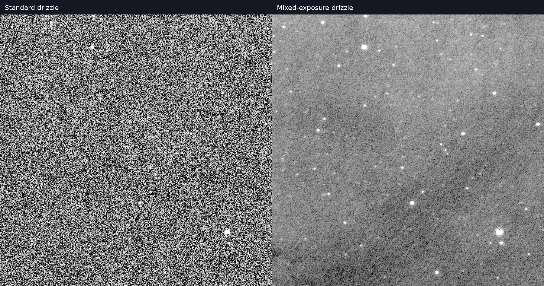 Matched 900-by-900-pixel crops showing the nebula and surrounding stars.