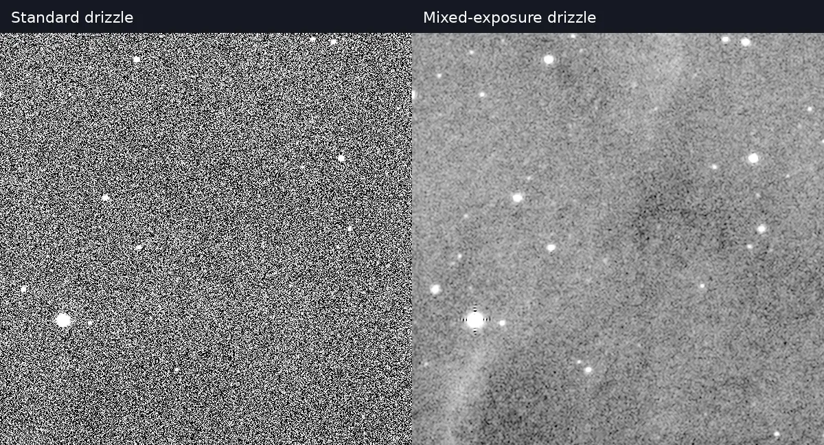 A second matched crop comparing faint structure and stars.